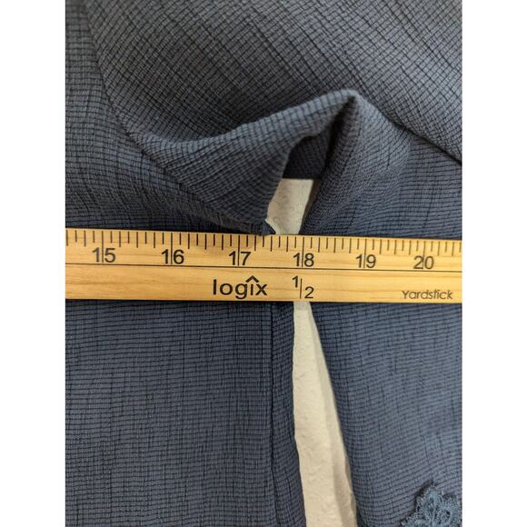 Hidden Alley BOHO Top Blue/Dark Gray Crochet Trim Detail 3/4 Sleeve Size S - Picture 5 of 10